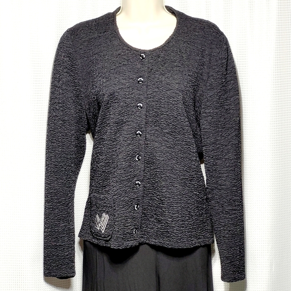 Vintage Virginie Paris Jet Black Boucle Jacket (M/12/14) - Picture 1 of 10